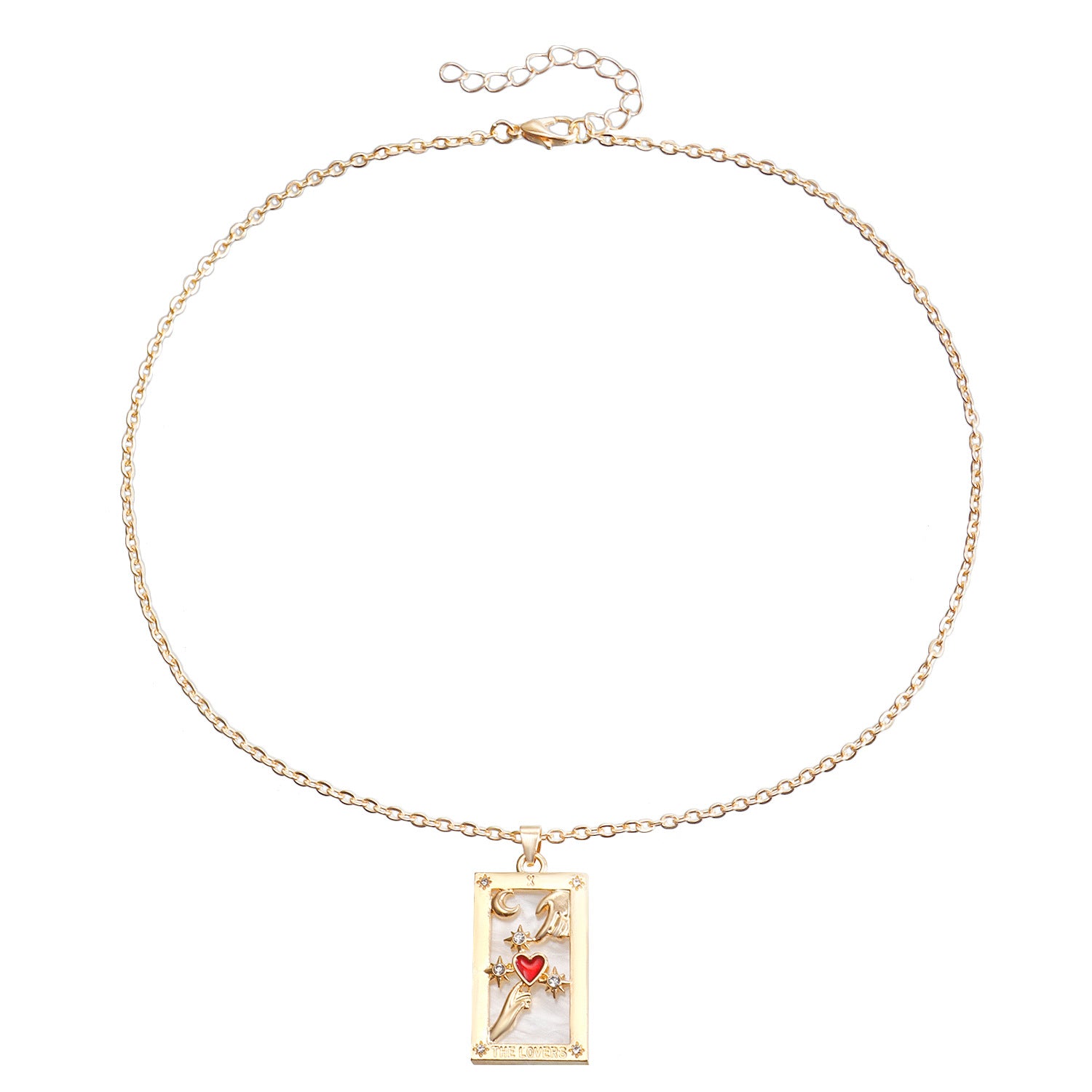 Wholesale Single Layer Metal Thin Chain Rectangular Tarot Card Square Necklace